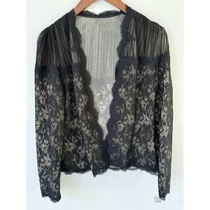 Womens Lace Boutique Shrug Black Open Front Bolero Jacket Cocktail Formal New